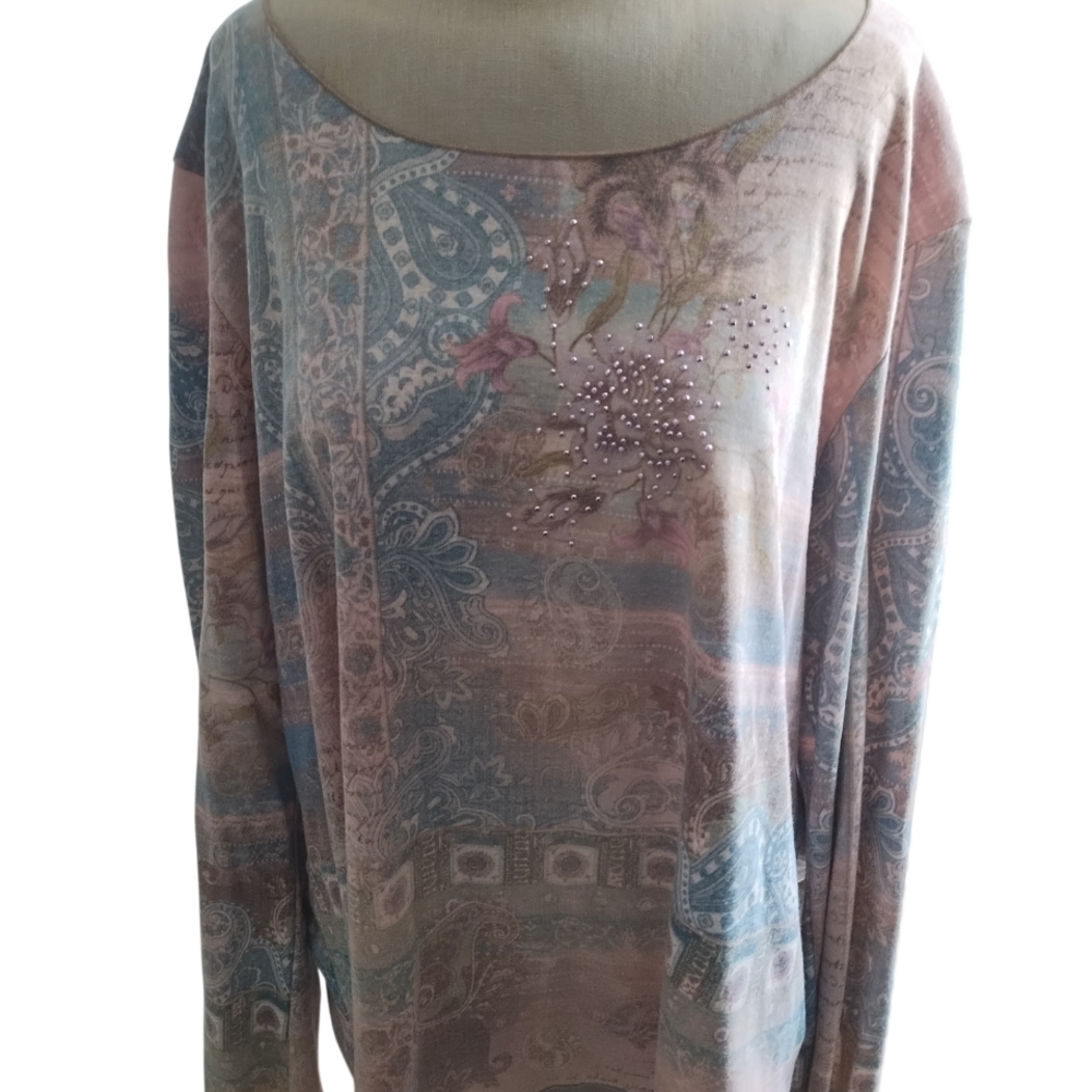 Apt. 9 Women's Long Sleeve Top - Blue and Pink